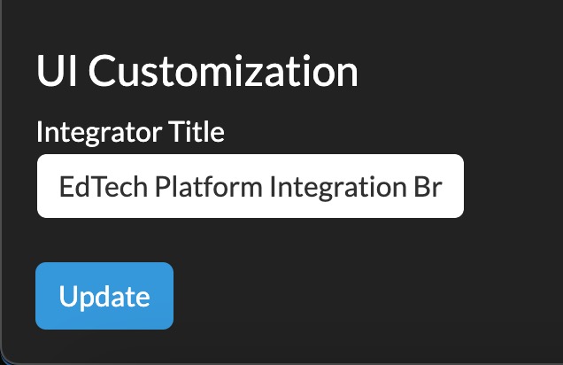 User Interface Customizations